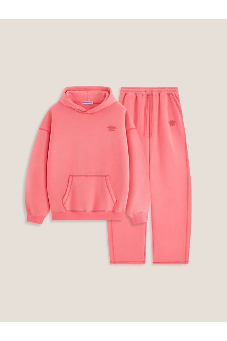 Cloud Essential Fleece Pullover Hoodie Super Baggy Set, Main, color, Pink