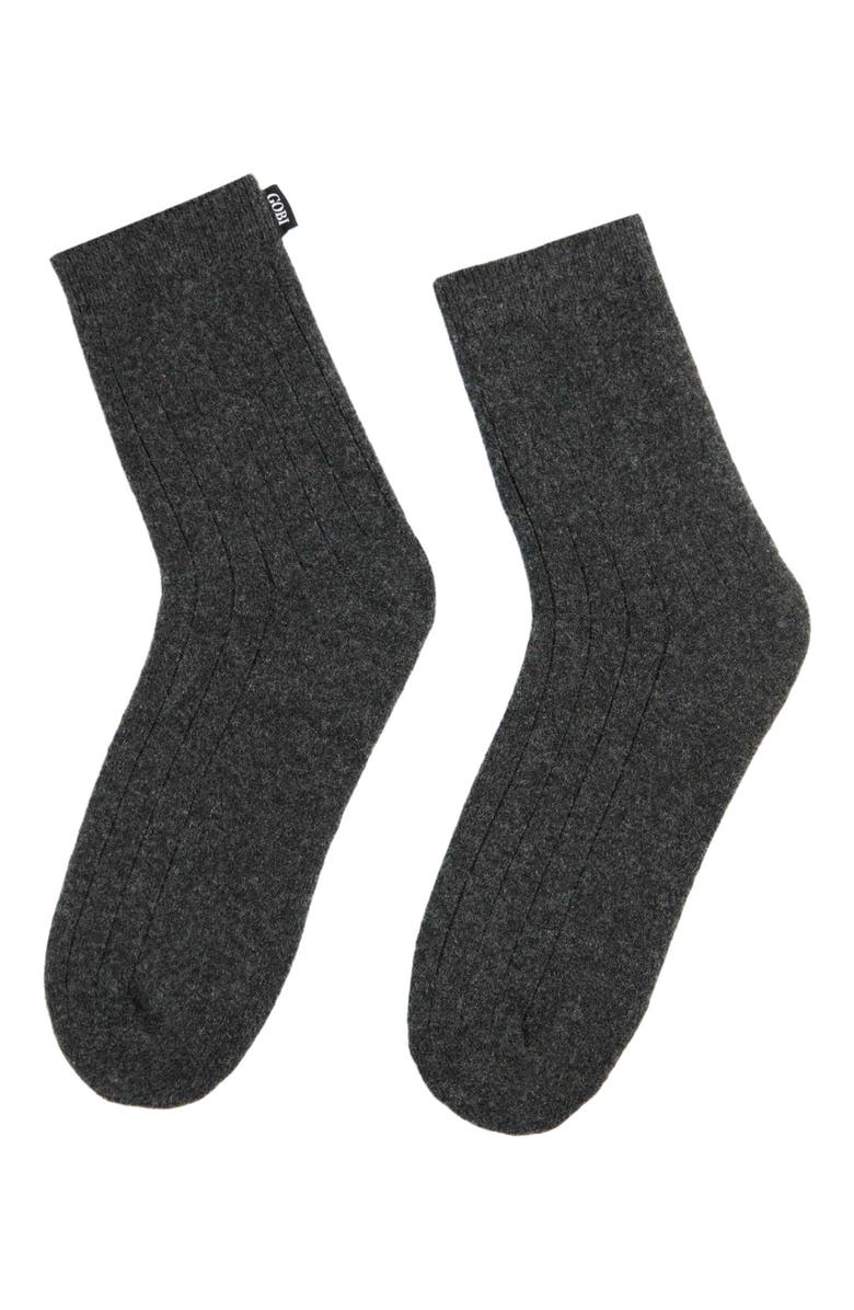 Gobi Cashmere Trim Knit Bed Socks, Main, color, Charcoal