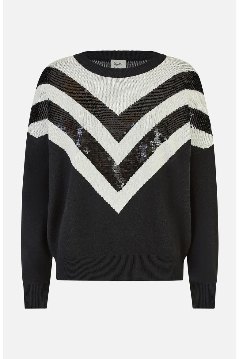 Sequin Embellished Knitted Jumper, Alternate, color, Black