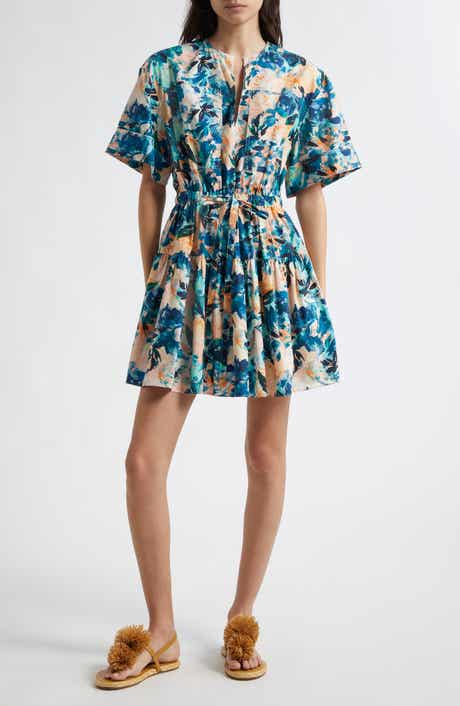 Ulla Johnson Nadira Floral Print Tie Waist Tiered Minidress