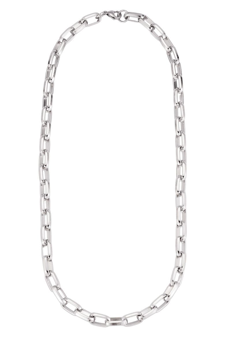 Men's Silver Plated Chain Necklace, Main, color, SILVER