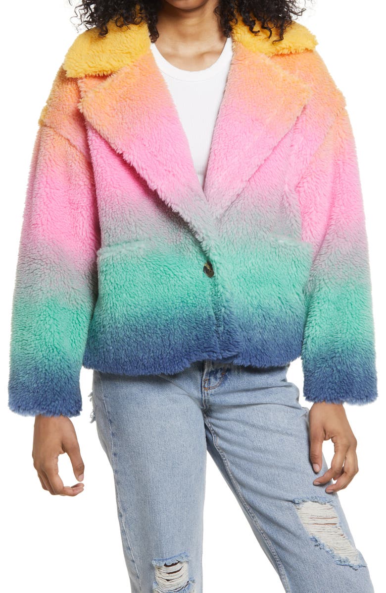 BLANKNYC Ombré Faux Fur Teddy Coat, Alternate, color,