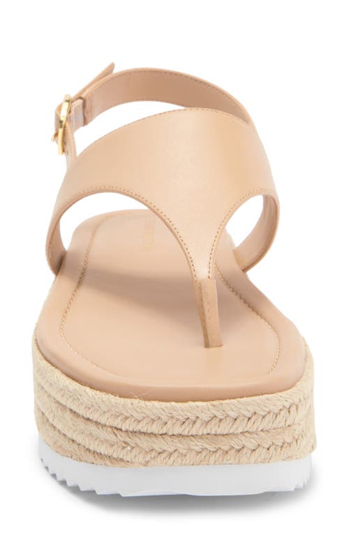 Stuart Weitzman Mel Leather Espadrille Flatform Sandal In Golden Beige