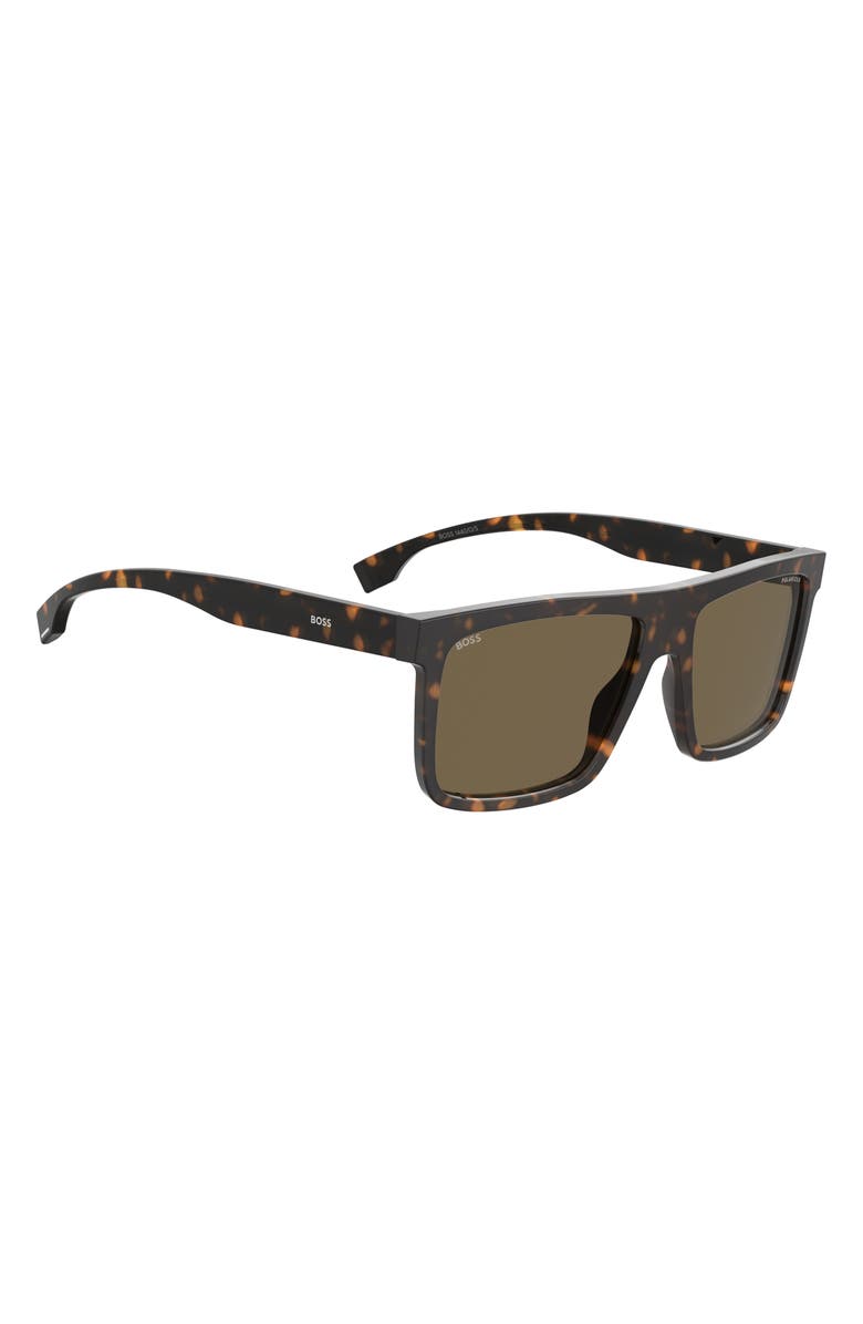 BOSS 59mm Polarized Square Sunglasses, Alternate, color, Havana