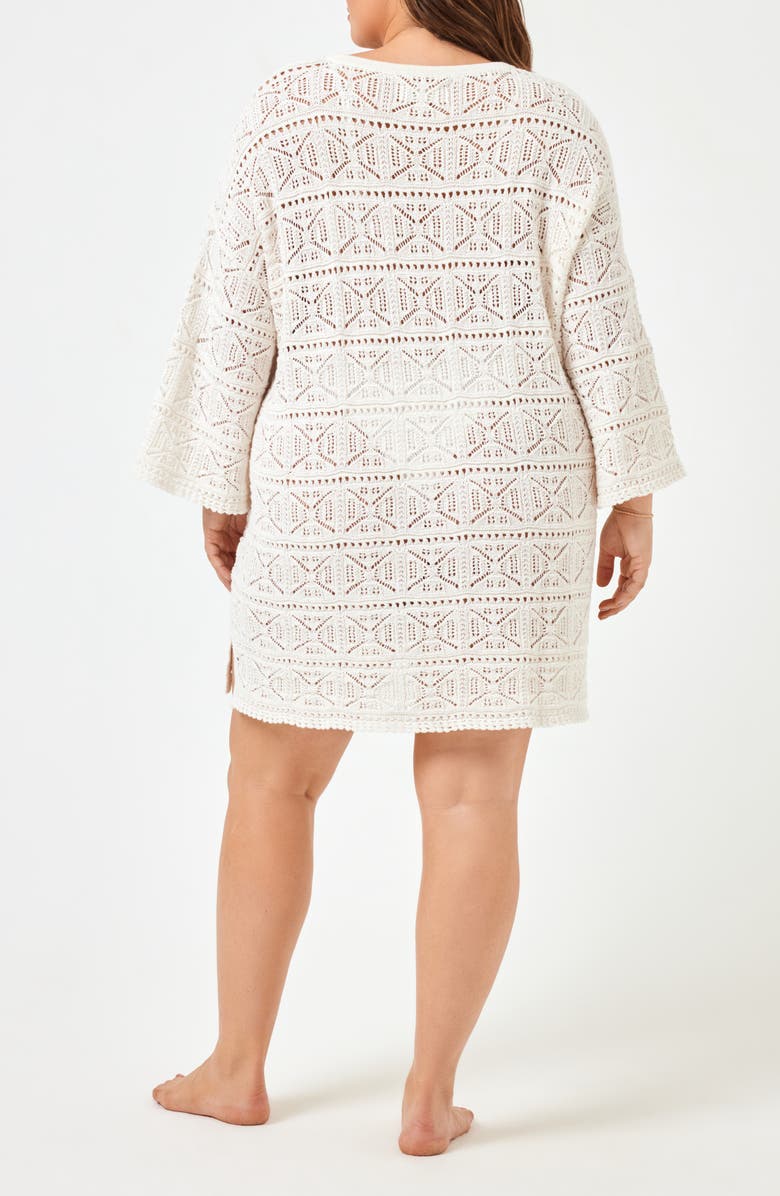 LSPACE Diamond Eyes Sheer Cover-Up Tunic, Alternate, color, Cream