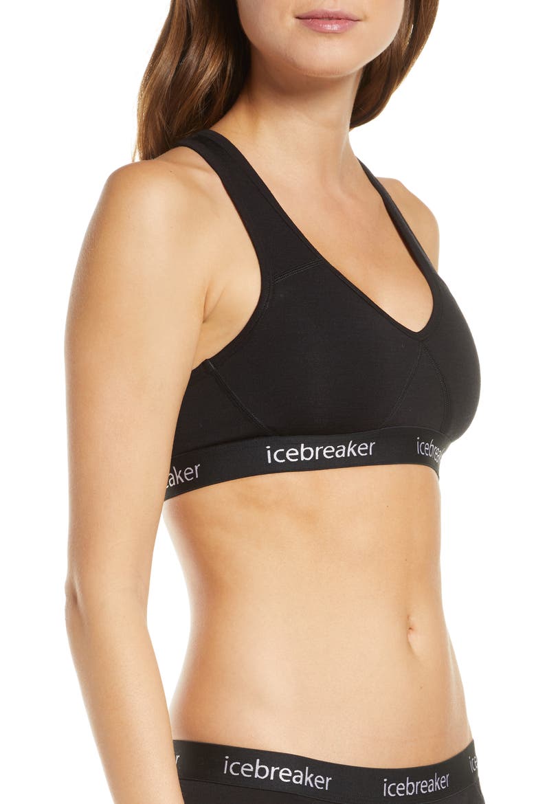 Sprite Wool Blend Racerback Sports Bra, Alternate, color, BLACK