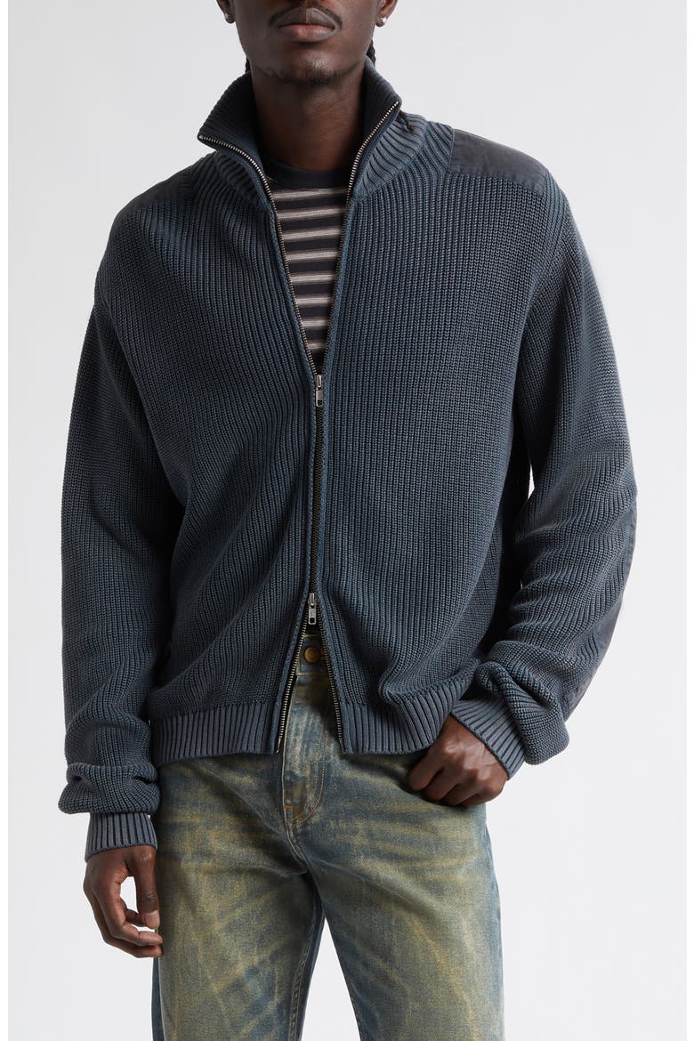Voy Organic Cotton Zip Cardigan, Main, color, WASHED BLACK