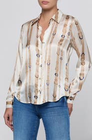 L'AGENCE Tyler Silk Stripe Shirt