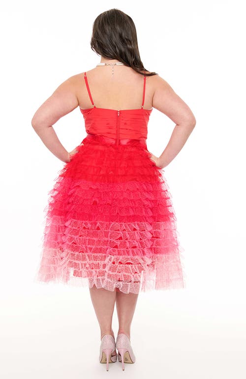 Shop Unique Vintage Plus Size Tulle Sweetheart Cupcake Swing Dress In Pink Ombre