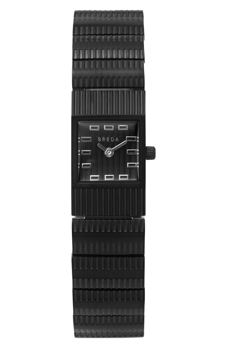 BREDA Groove Square Bracelet Watch, 16mm, Main, color, Black