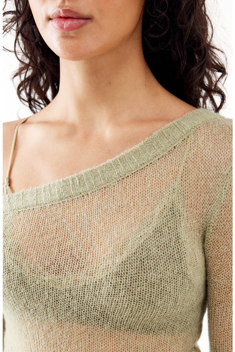 Asymmetric Open Stitch Sweater, Alternate, color, KHAKI
