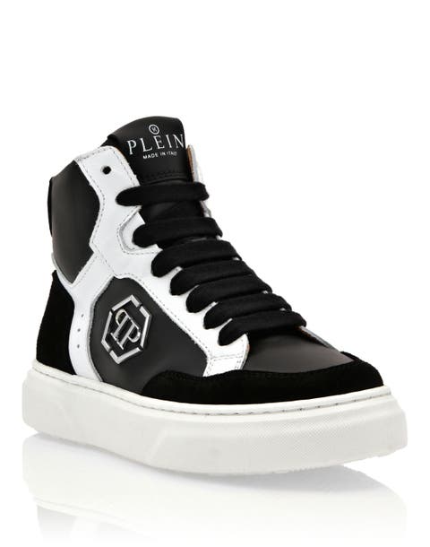 Leather Hi-Top Sneakers Hexagon Boy