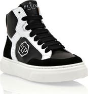 PHILIPP PLEIN Leather Hi-Top Sneakers Hexagon Boy