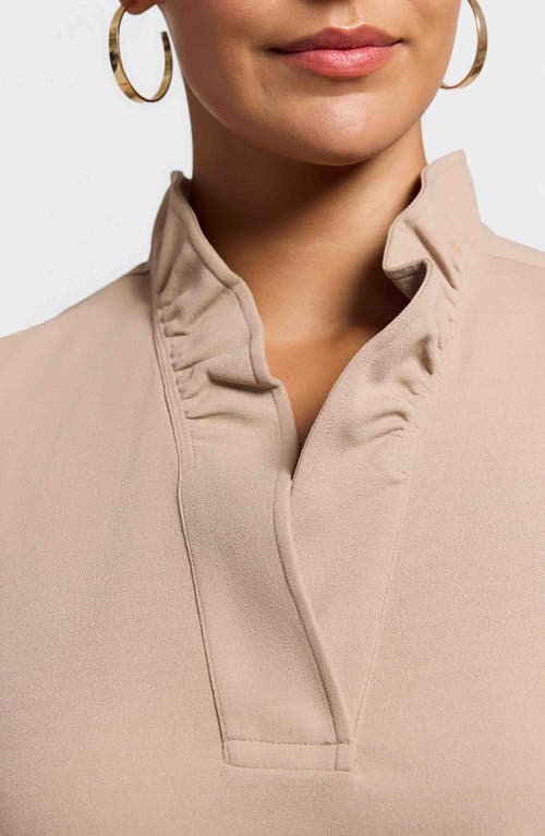 Foxcroft Tammy Ruffle Collar Crepe Sleeveless Top In Nude