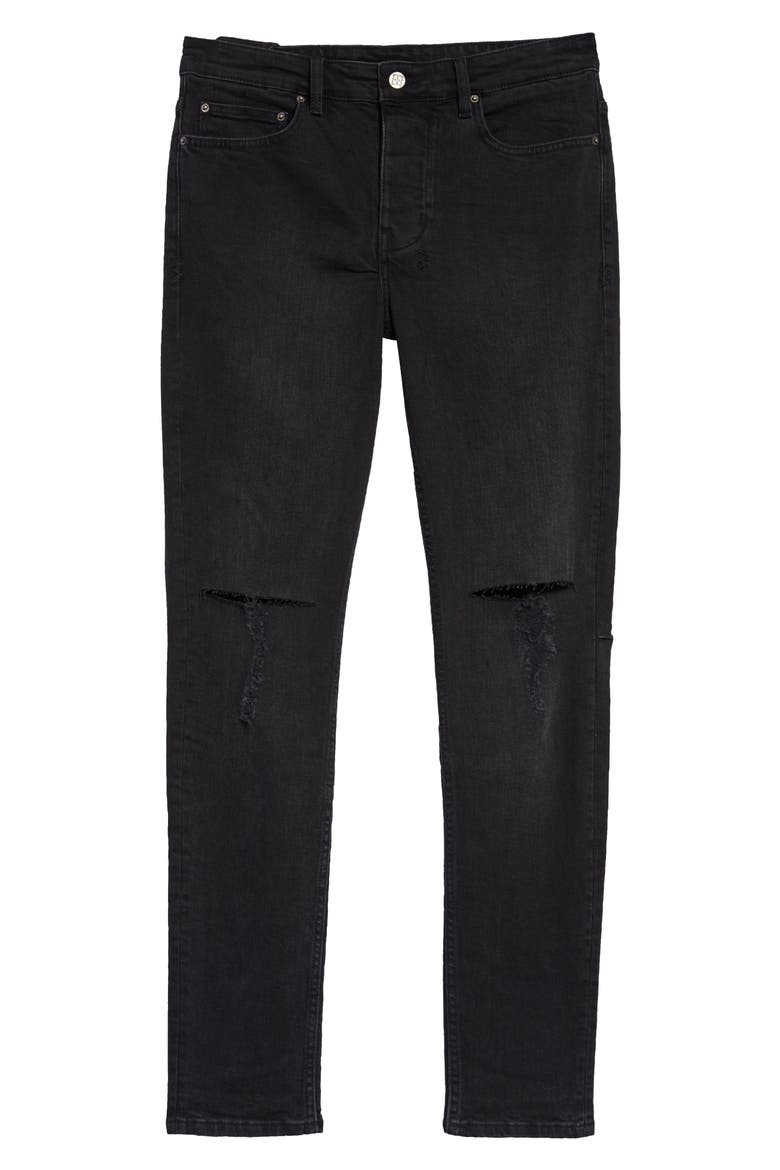 Chitch Krow Krushed Ripped Slim Skinny Jeans, Alternate, color, BLACK