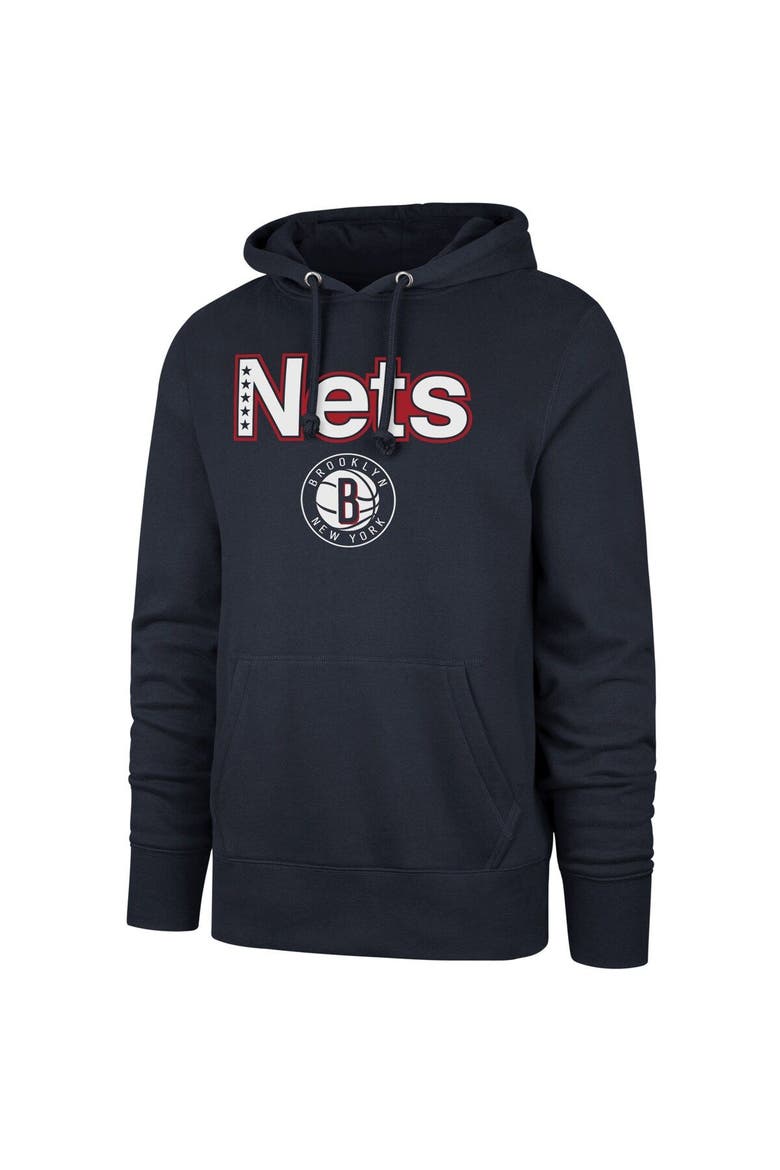Men's '47 Navy Brooklyn Nets 2021/22 City Edition Pregame Headline Pullover Hoodie, Alternate, color, Navy