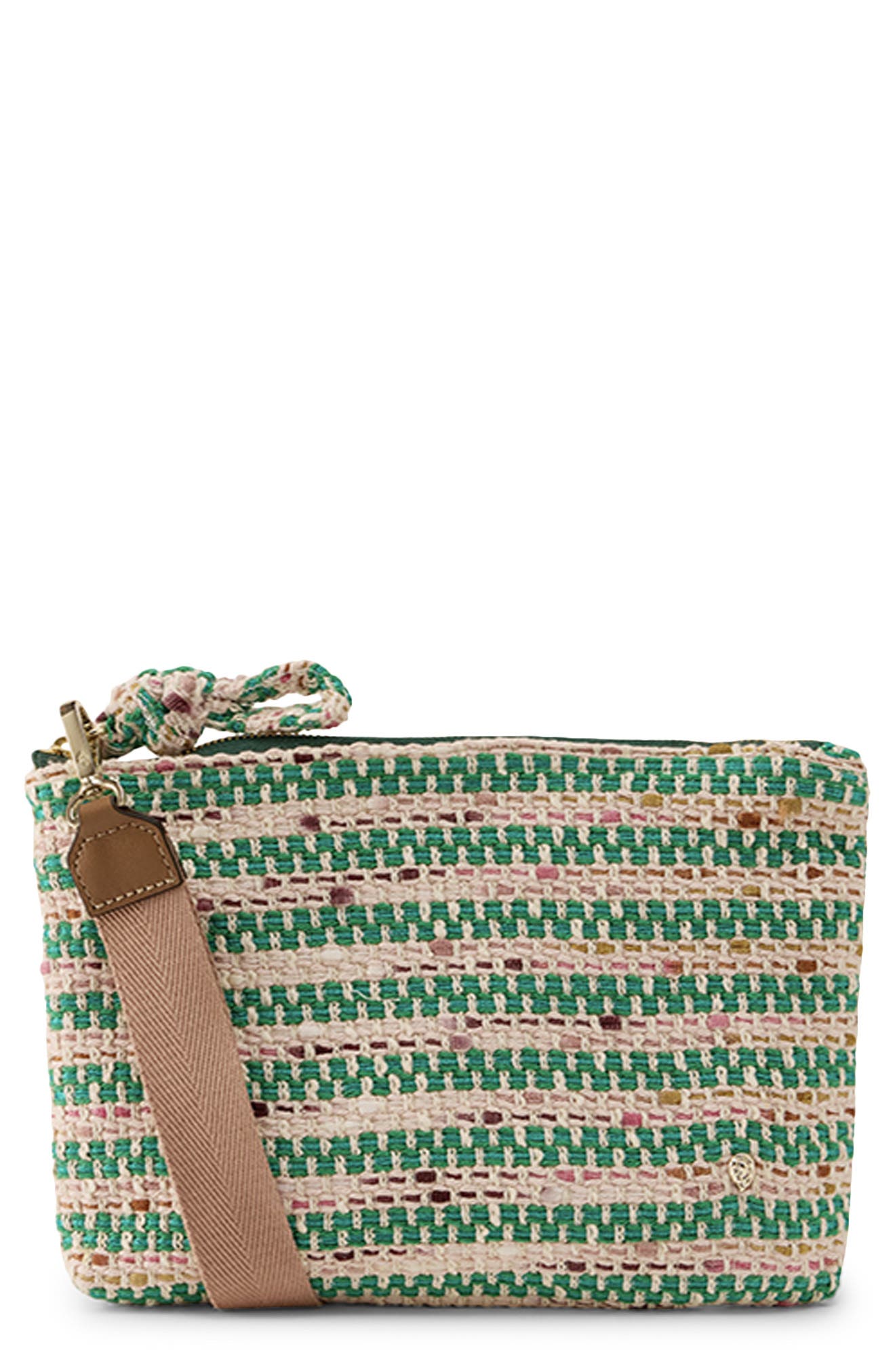 Helen Kaminski Dayani Bouclé Stripe Clutch, Main, color, Jade Multi