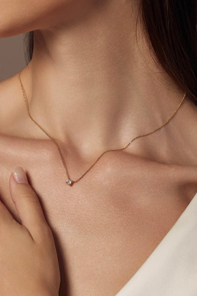 Sterling Silver 18k Gold Plated Karina Necklace Dainty Crystal Gift, Alternate, color, Gold