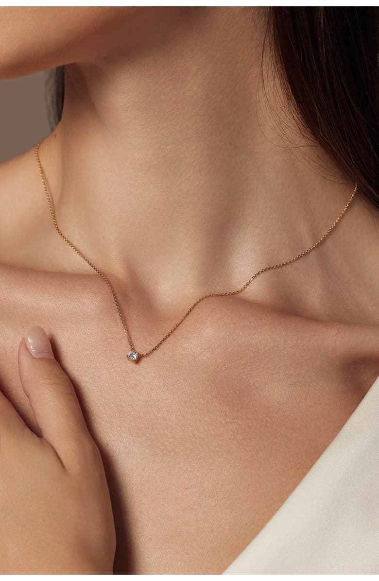 Bearfruit Jewelry Sterling Silver 18k Gold Plated Karina Necklace Dainty Crystal Gift, Alternate, color, Gold