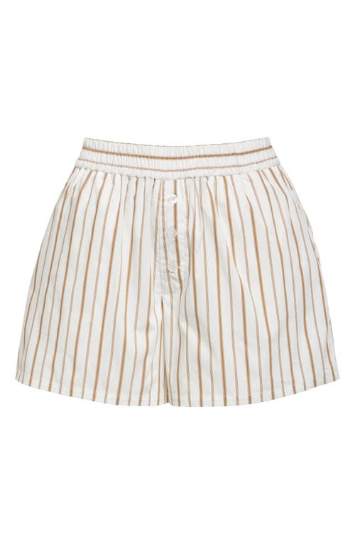 Tanner Fletcher Winnie Stripe Boxer Shorts Brown Stripe In Brown Stripe