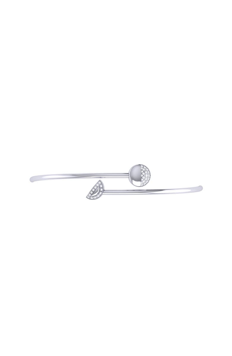 LuvMyJewelry Moon Stages Sterling Silver Diamond Adjustable Bangle, Alternate, color, Silver