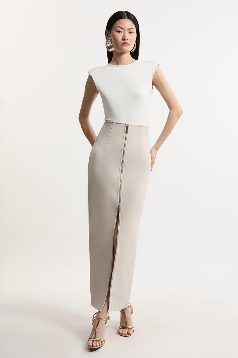 Figure Form Zip Maxi Skirt, Alternate, color, Stone
