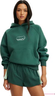 COTTON ON BODY Women's Active Plush Premium Graphic Raglan Hoodie