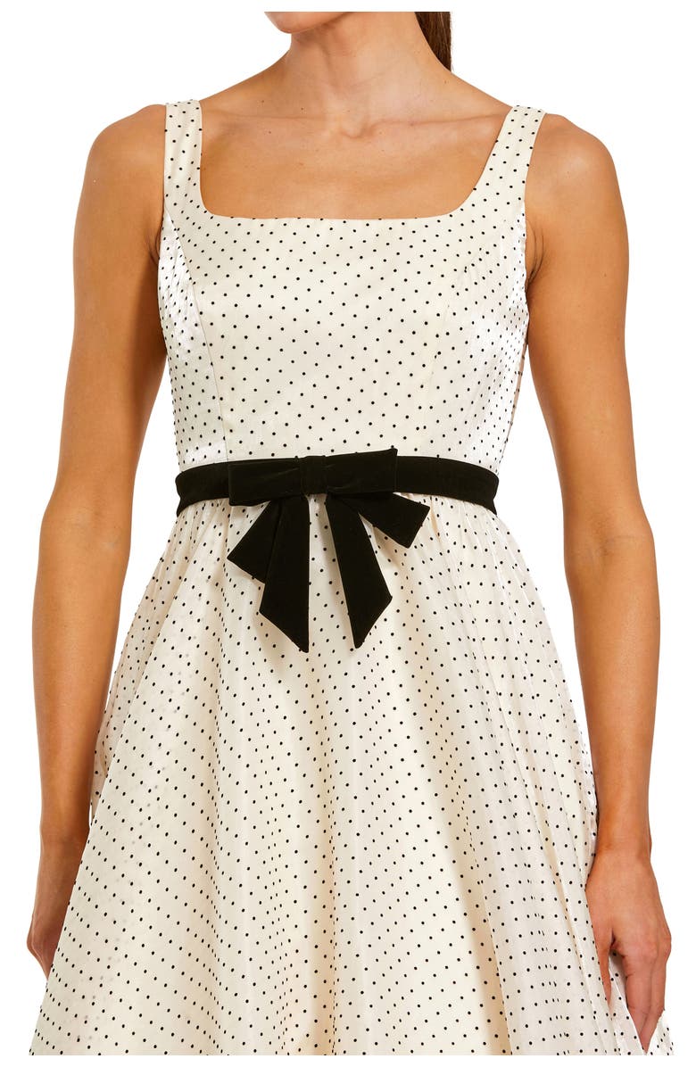 Mac Duggal Polka Dot Organza Square Neck Ballgown With Bow, Alternate, color, Ivory