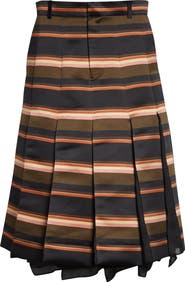 Sacai Pleated Horizontal Stripe Skirt