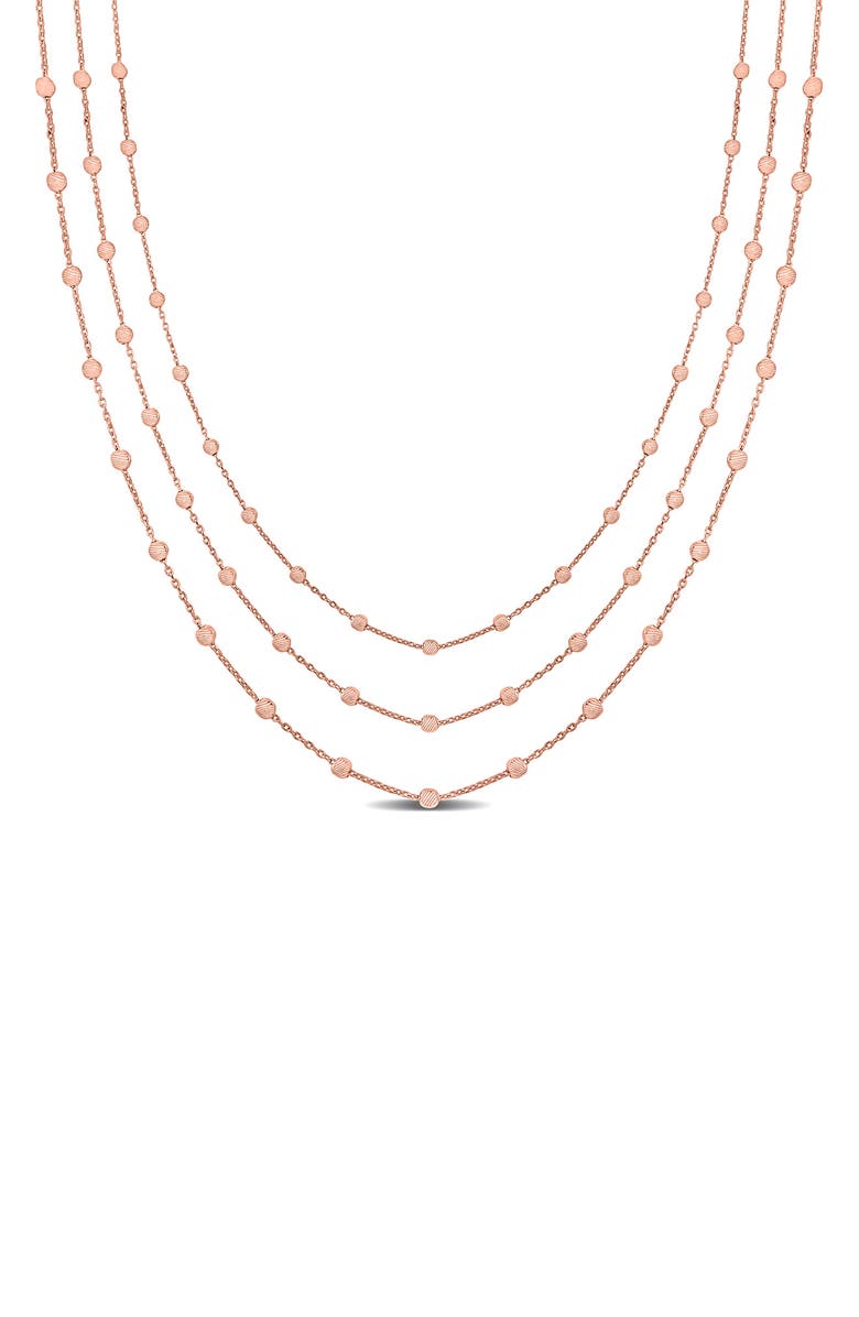 DELMAR 3-Strand Ball Station Necklace, Main, color, Rose