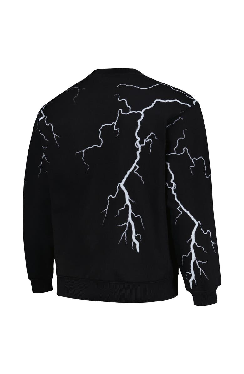 PLEASURES Men's PLEASURES  Black Los Angeles Angels Lightning Crewneck Pullover Sweatshirt, Alternate, color, 