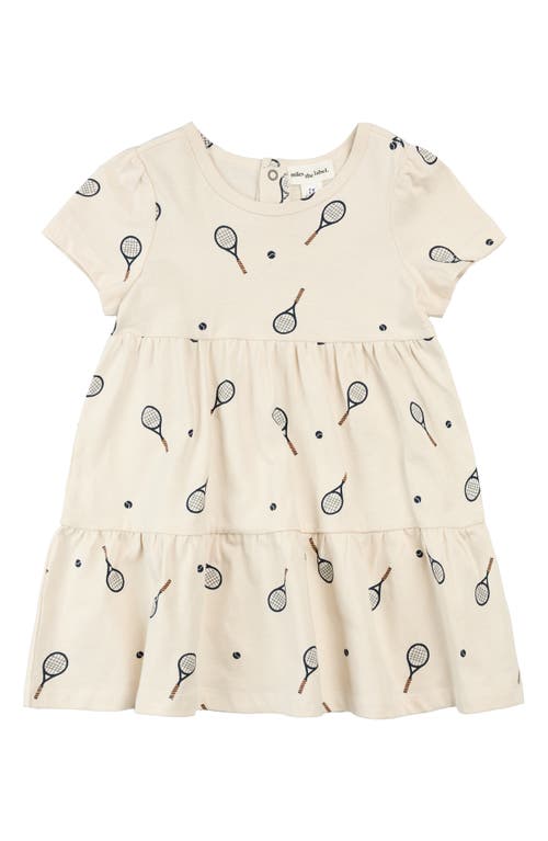 Shop Miles The Label Kids' Racket Print Tiered Cotton Jersey Dress