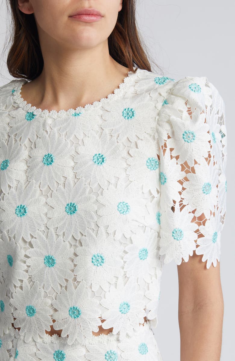 Saylor Yenela Metallic Daisy Cotton Blend Top & Miniskirt Set, Alternate, color, 