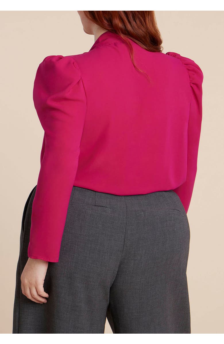 ELOQUII Drape Front Blouse, Alternate, color, Dark Pink