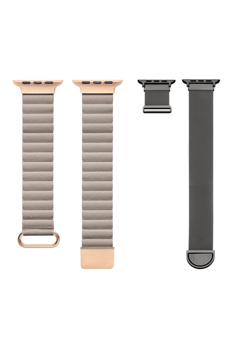 Assorted 2-Pack Leather & Stainless Steel Mesh Apple Watch® Watchbands, Alternate, color, ASSORTED
