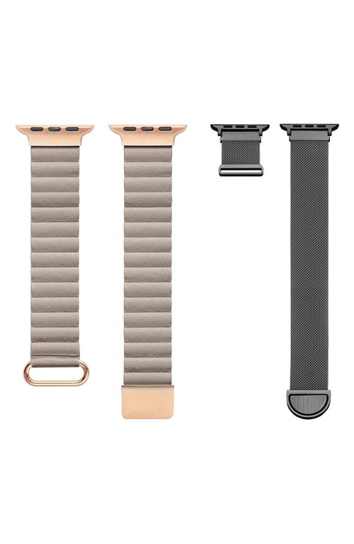 The Posh Tech Assorted 2-pack Leather & Stainless Steel Mesh Apple Watch® Watchbands In Assorted