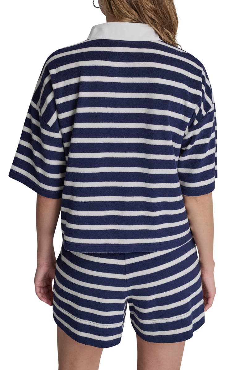 DKNY Jeans Stripe Terry Polo, Alternate, color, Peacoat/ Eg