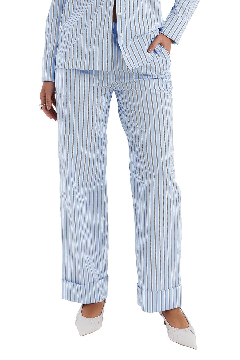 Stripe Baggy Pants, Main, color, BLUE