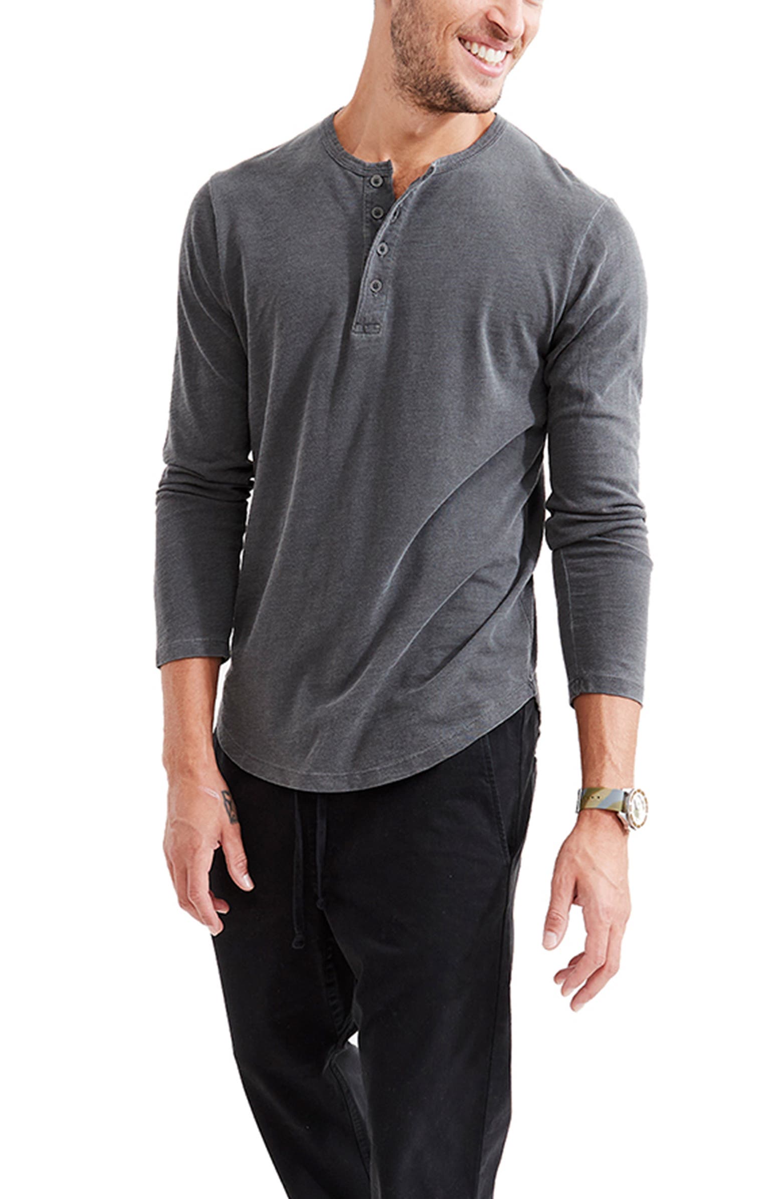 Goodlife Sun-Faded Long Sleeve Slub Scallop Henley | Nordstromrack