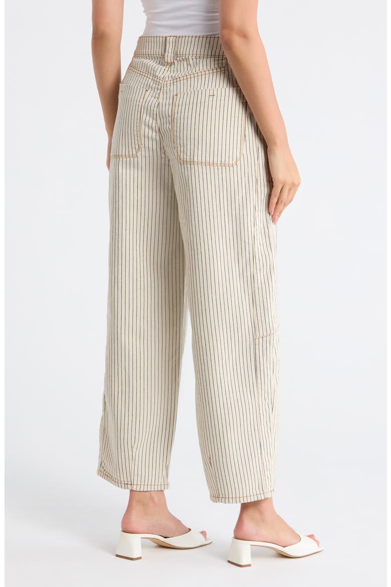 Stripe Relaxed Barrel Leg Pants, Alternate, color, BLANCHED ALMOND/ NAVY