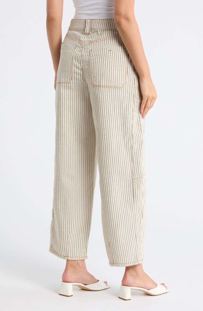 Democracy Stripe Relaxed Barrel Leg Pants, Alternate, color, Blanched Almond/ Navy