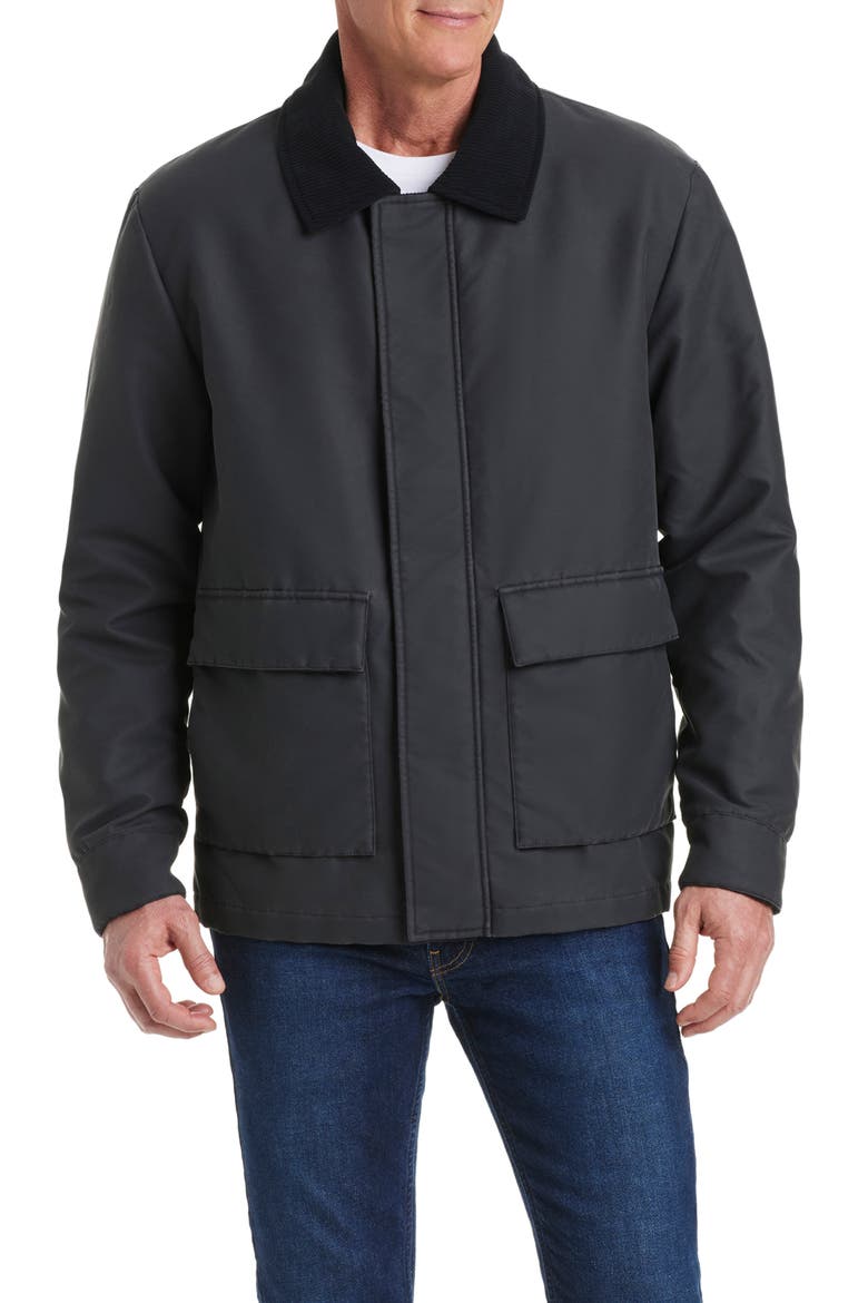 Waxed Barn Jacket, Main, color, BLACK