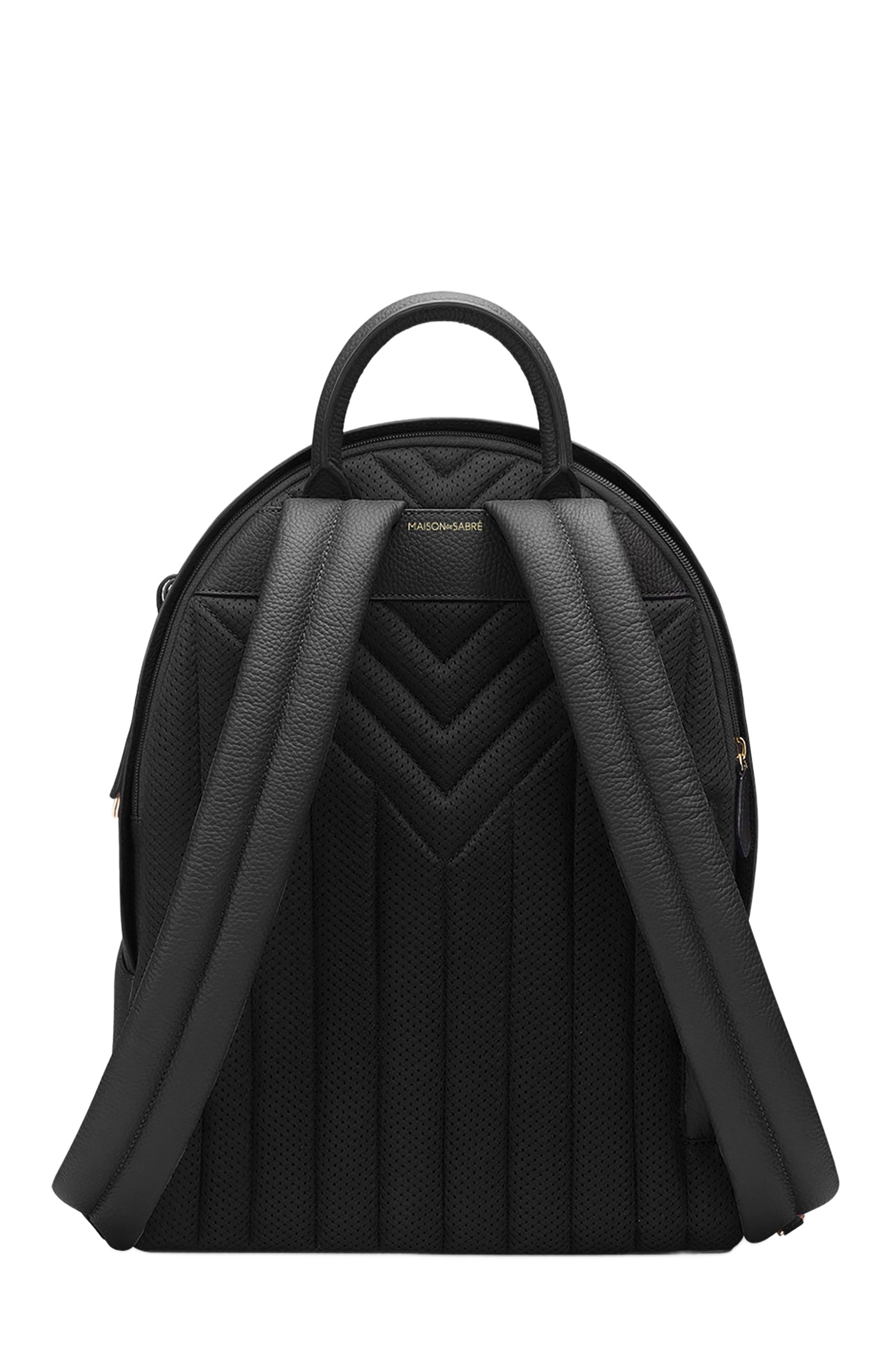 MAISON de SABRÉ Leather Backpack, Alternate, color, Black Caviar