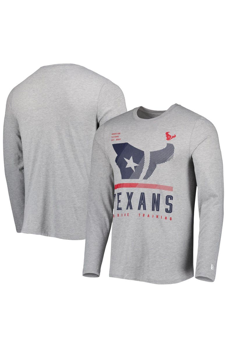 New Era Men's New Era Heathered Gray Houston Texans Combine Authentic Red Zone Long Sleeve T-Shirt, Main, color, 