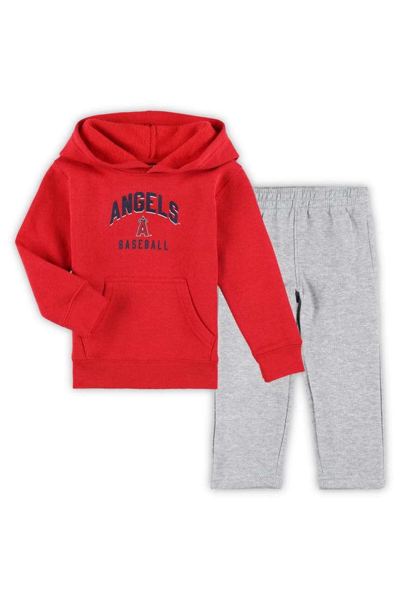 Toddler Red/Gray Los Angeles Angels Play-By-Play Pullover Fleece Hoodie & Pants Set, Main, color, Red