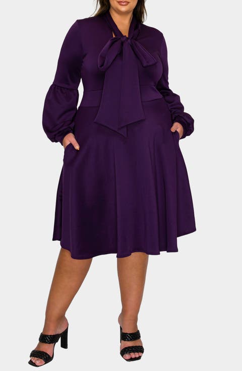 Bekah Long Sleeve Fit & Flare Dress (Plus)