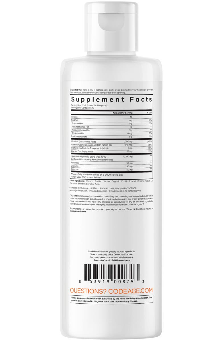Codeage Wonder-C Liposomal Liquid Vitamin C + Zinc Supplement, Alternate, color, White