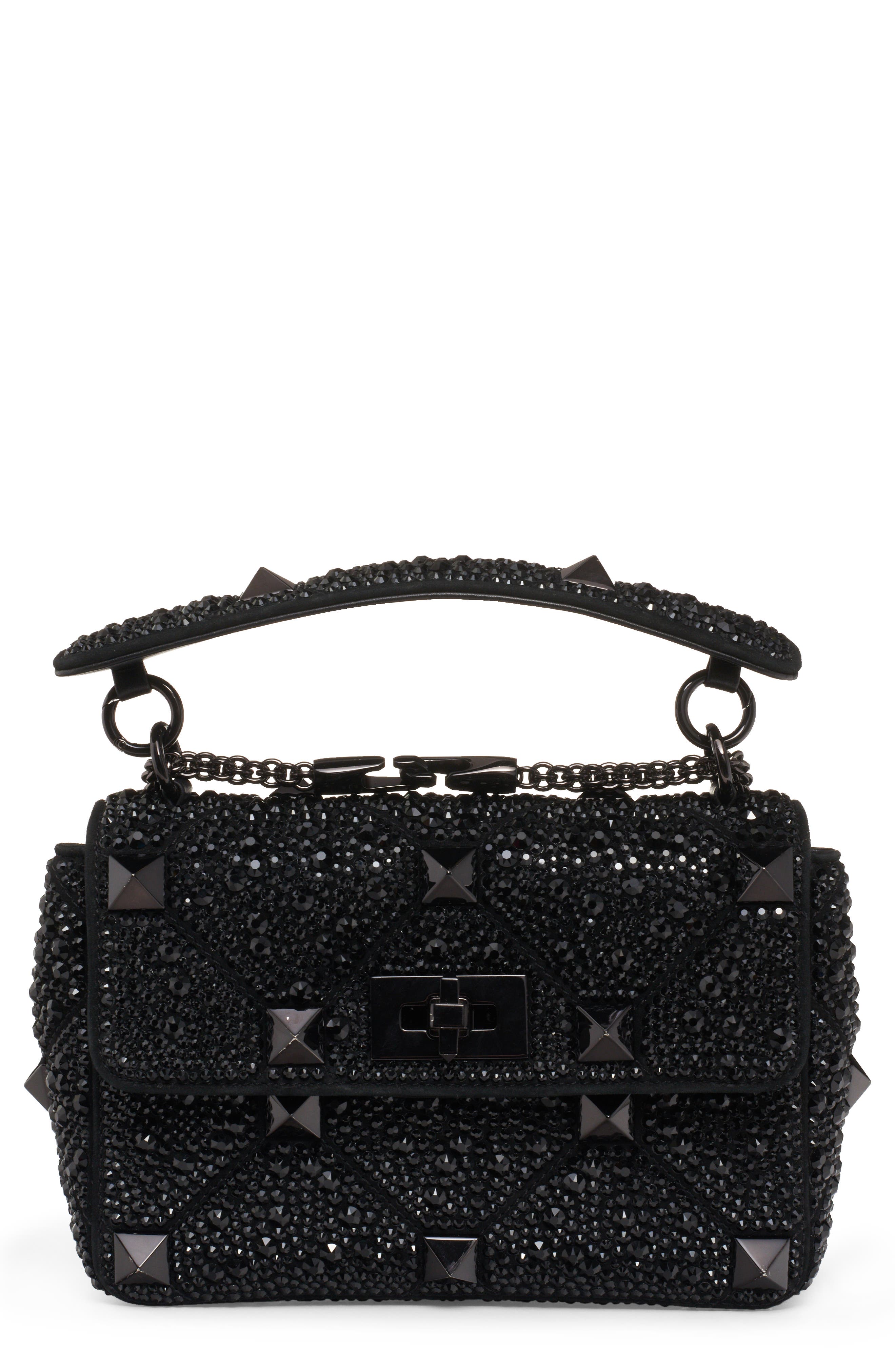 Valentino Garavani Medium Roman Stud Matelassé Leather Shoulder Bag, Main, color, 