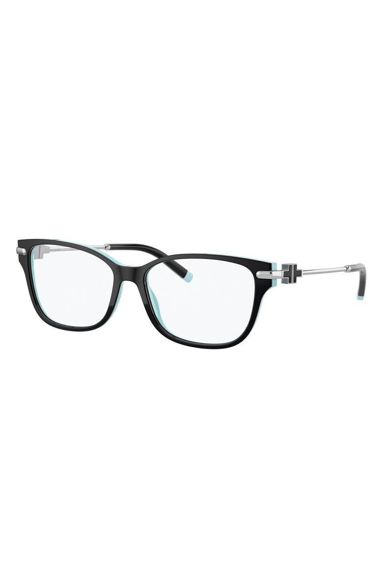 Tiffany & Co. 54mm Rectangular Optical Glasses, Alternate, color, Black Blue