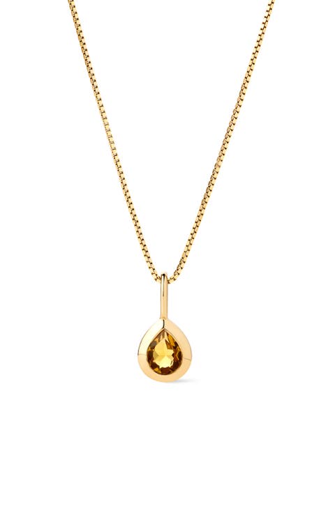 Solid Yellow Gold - Teardrop Charm Necklace